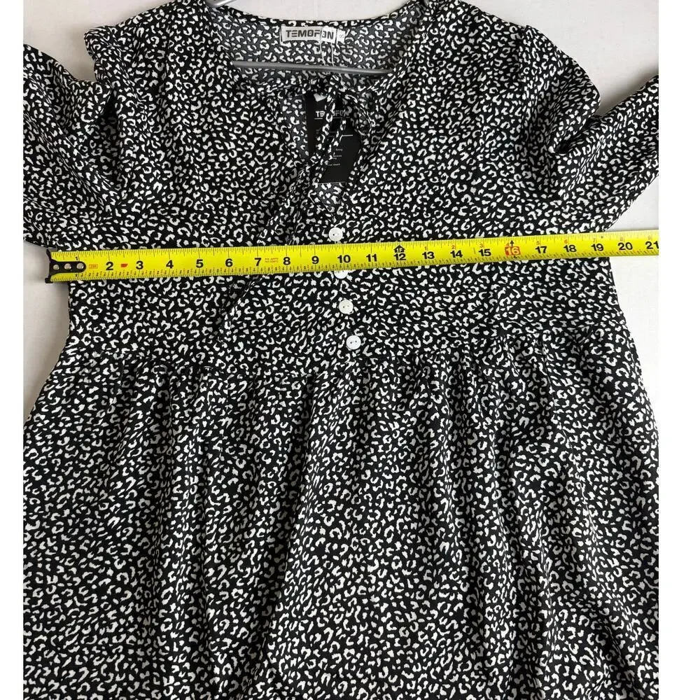 Temofon Black & White Tunic Dress - Size Small - NWT